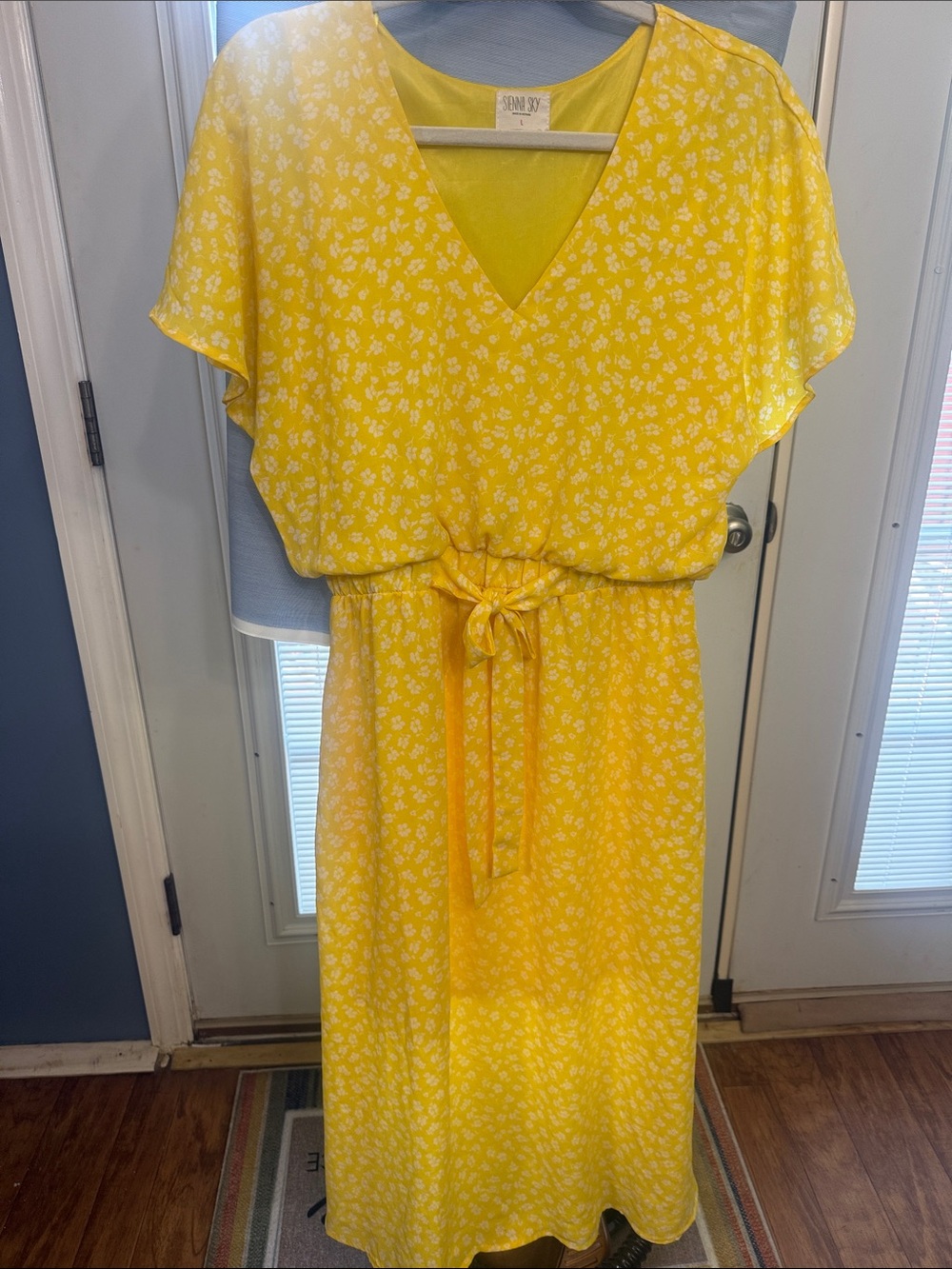 Sienna Sky Yellow Floral V-Neck Tie-Waist Maxi Dress